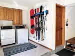 Laundry Room area with ski storage in Garage